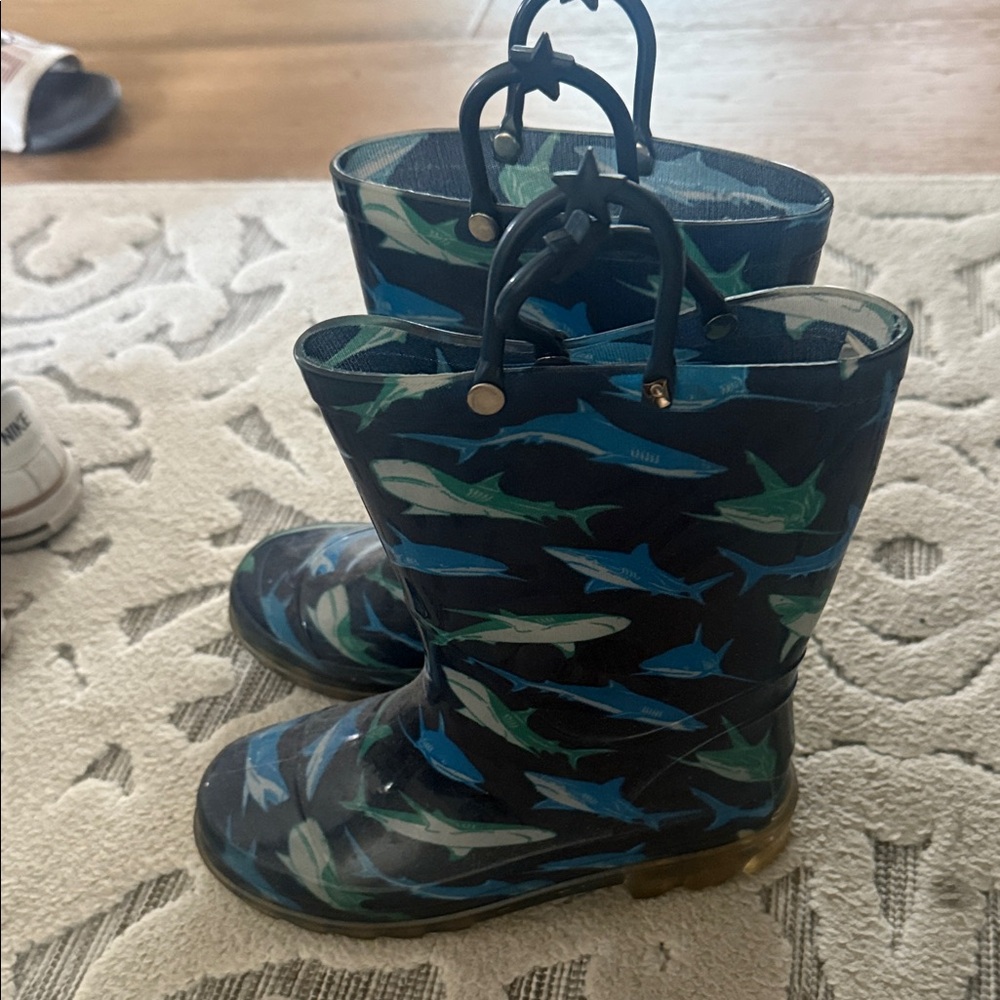 Shark Print Rain Boots